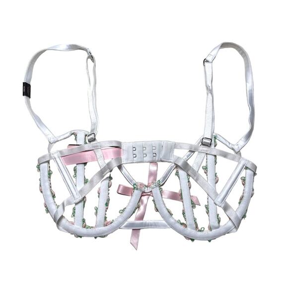 Victoria’s Secret Dream Angels Secret Garden Open Cup Caged Balconette Bra 32C - Picture 2 of 3